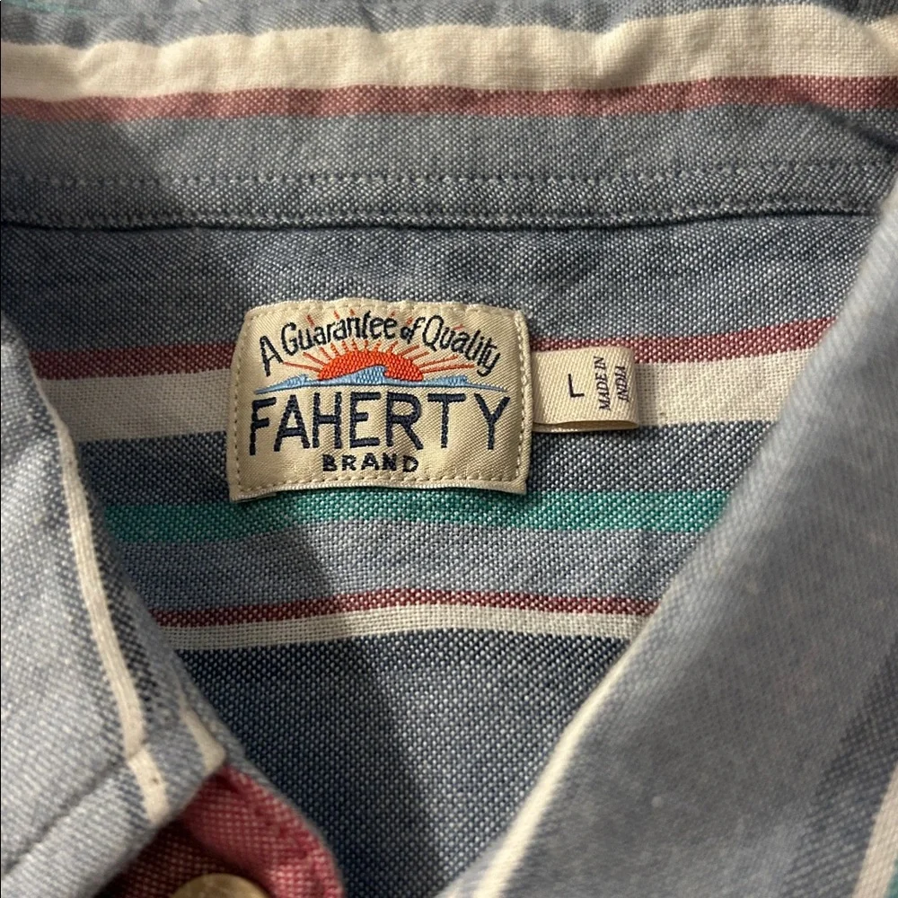 Faherty Men's Striped Shirt in Blue, Pink, and Gray - Picture 3 of 5